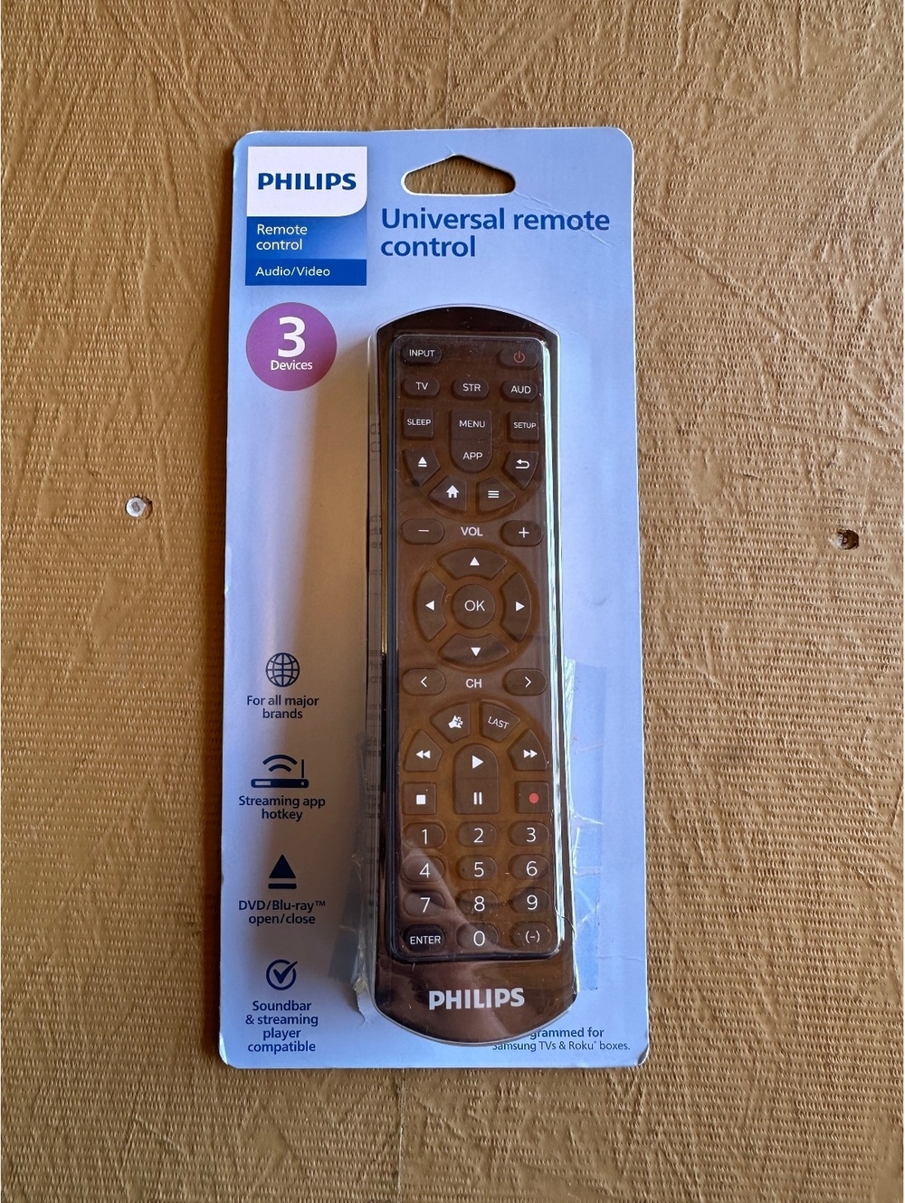 Philips Universal Remote Control for Audio/Video Devices - 3 Device Support